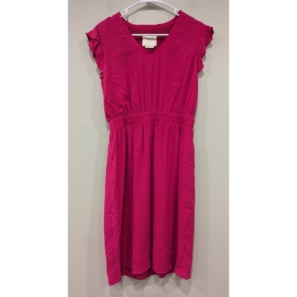 Kate Spade Pink Fluid Crepe Flutter Sleeve Dress Size 6